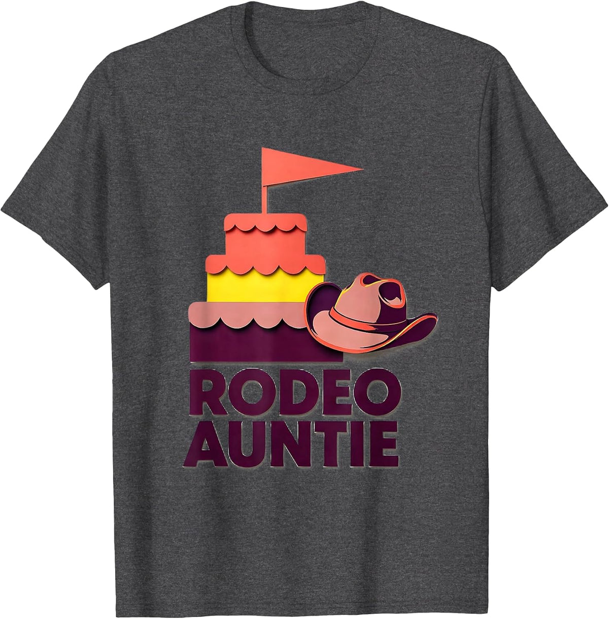 Rodeo Auntie Paper Cutout Cowgirl Birthday Party Family T-Shirt - Dark Heather Grey