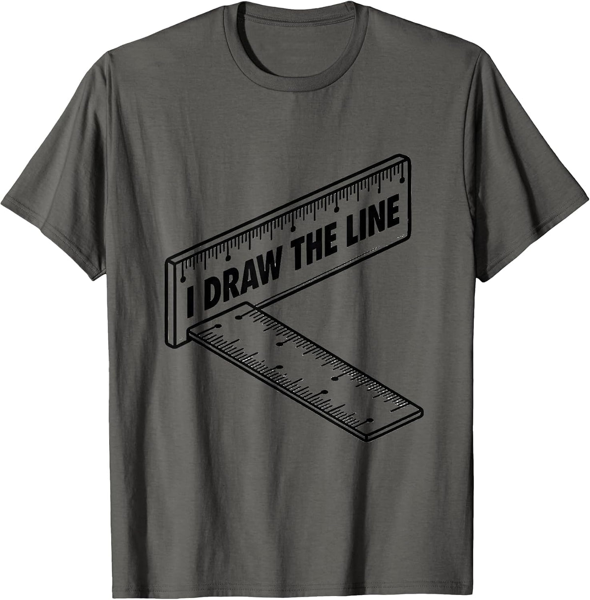 I Draw The Line Funny Math Teacher Pun Humor T-Shirt - Asphalt Grey