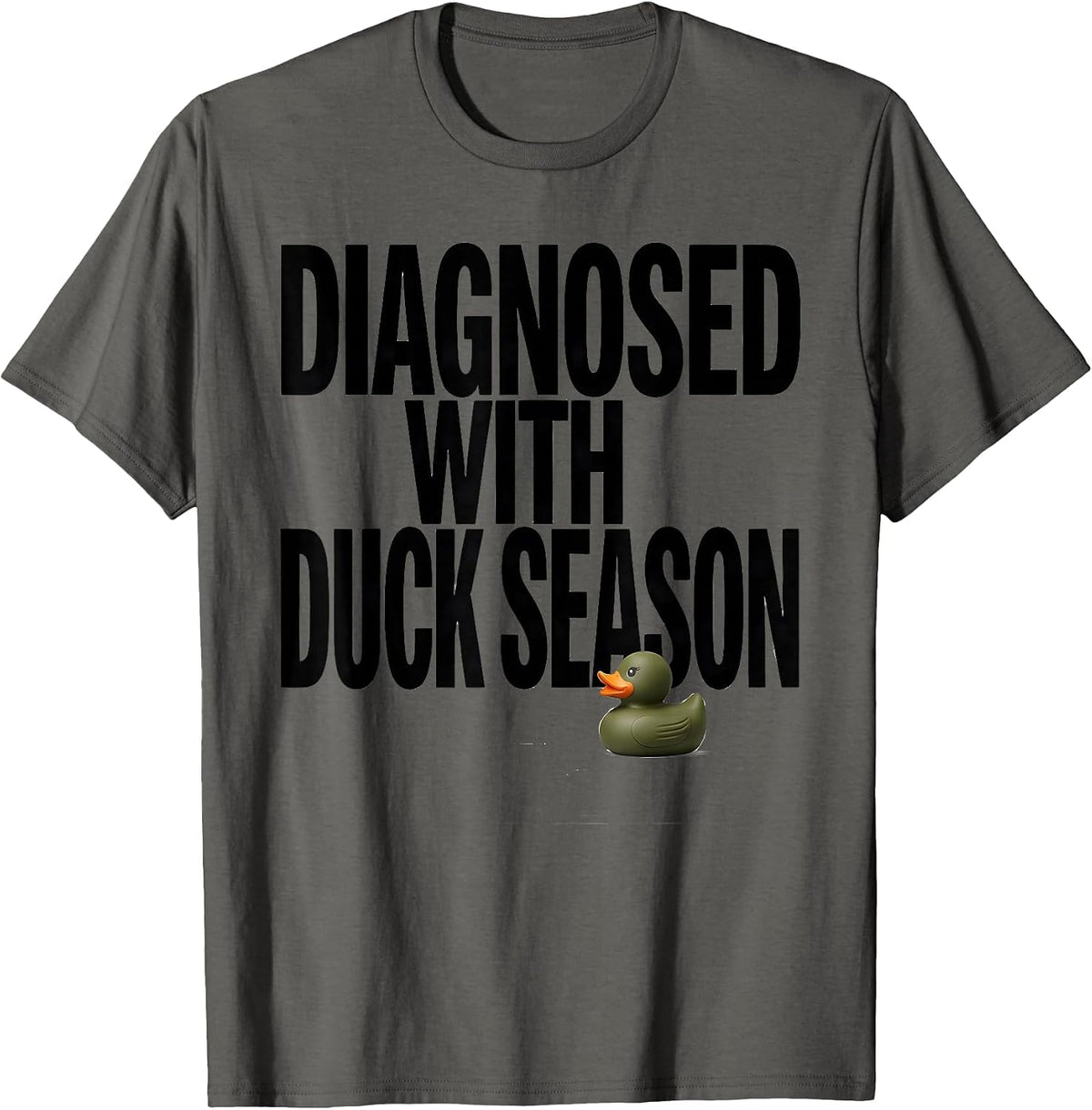 Diagnosed With Duck Season Rustic Hunting Dog Waterfowl T-Shirt - Asphalt Grey