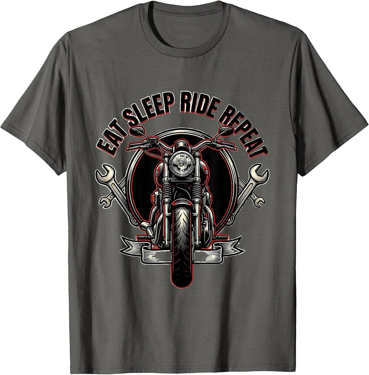 Eat Sleep Ride Repeat Cycling Enthusiast Design T-Shirt - Asphalt Grey