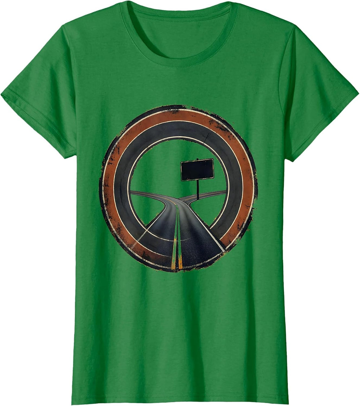 Women's Distressed Math Teacher Road Track Badge Humor T-Shirt - Kelly Green