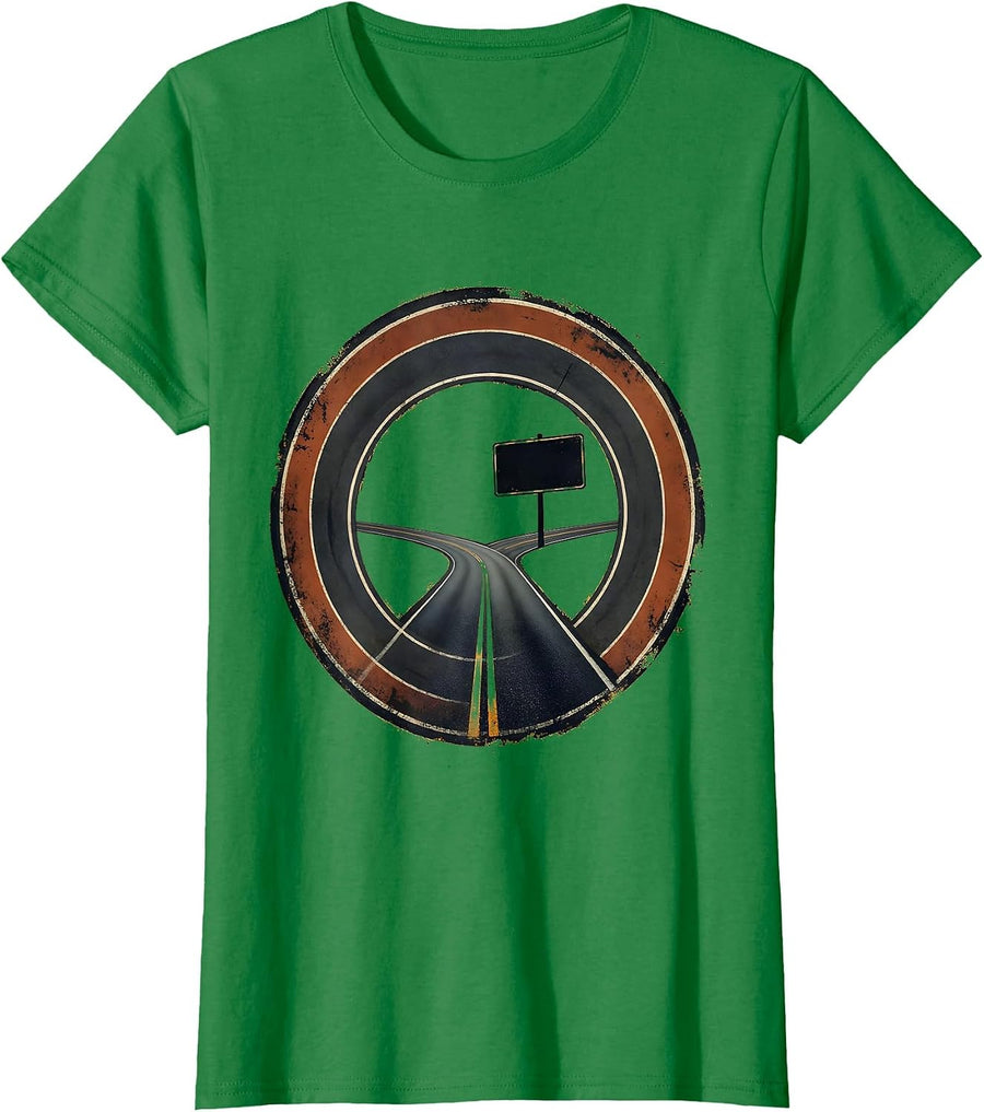 Women's Distressed Math Teacher Road Track Badge Humor T-Shirt - Kelly Green