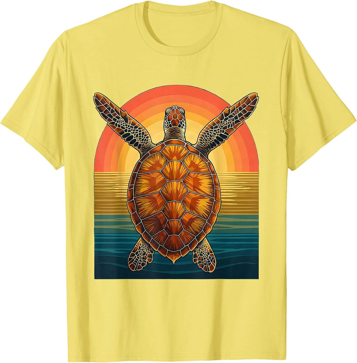 Men's Sea Turtle Sunlit Ocean Surf Graphic T-Shirt - Lemon Yellow