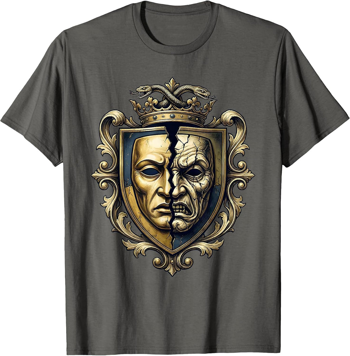 White Lie Mirror Reflection Graphic Design T-Shirt - Asphalt Grey