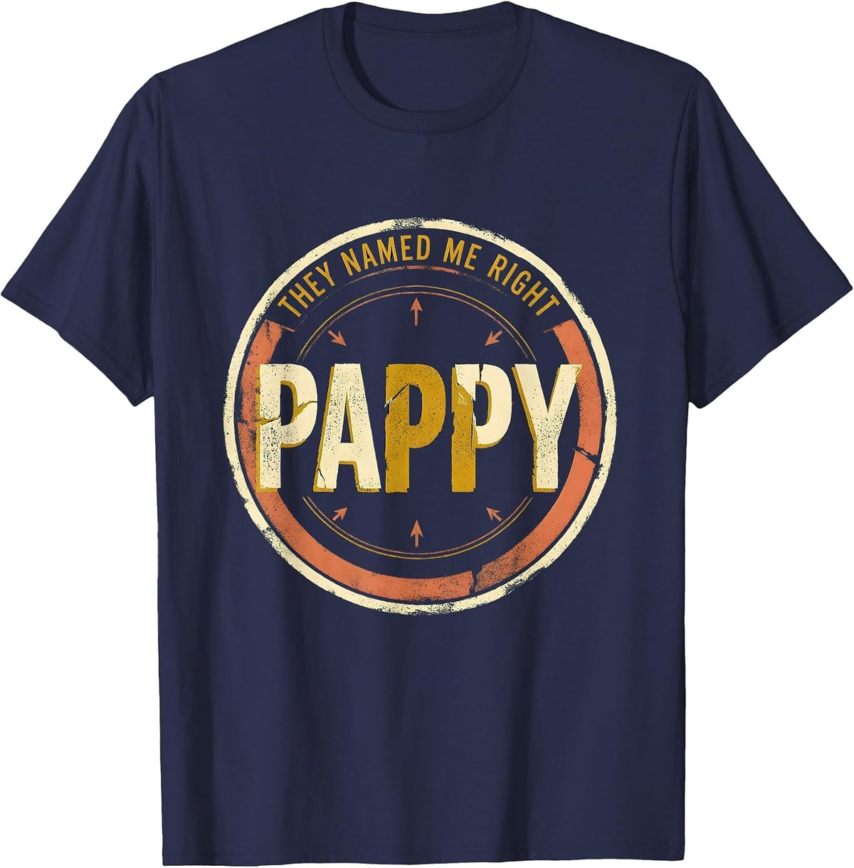 Men's They Named Me Right: Pappy Vintage Grandfather Funny Family T-Shirt - Navy Blue