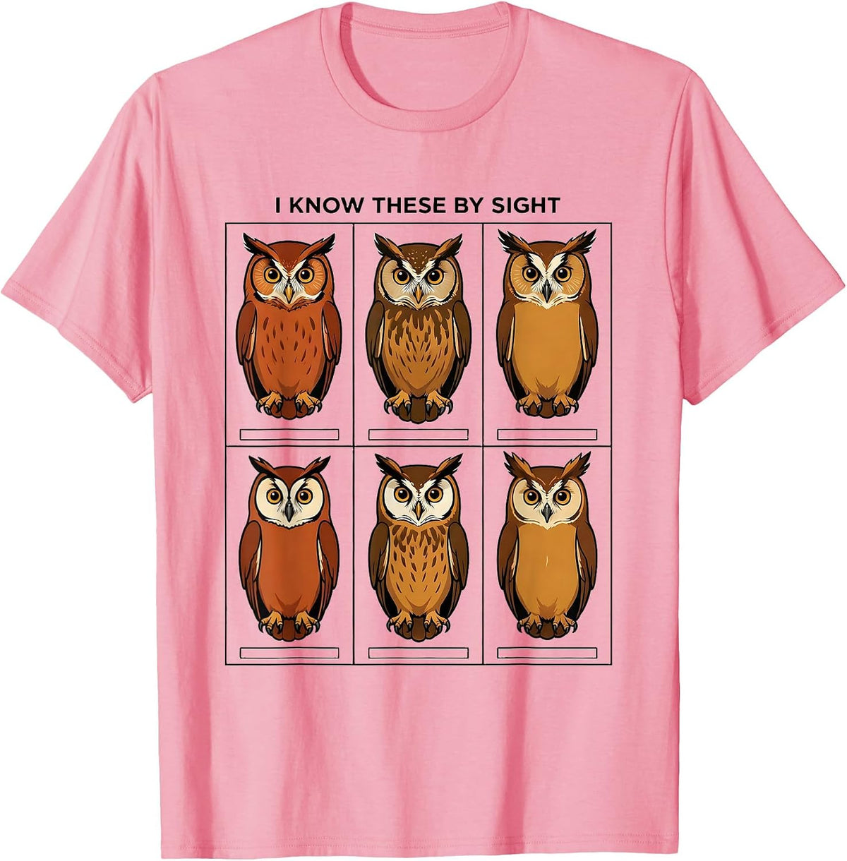 Men's I Know These By Sight Owl Bird Lover Species Identification T-Shirt - Pink