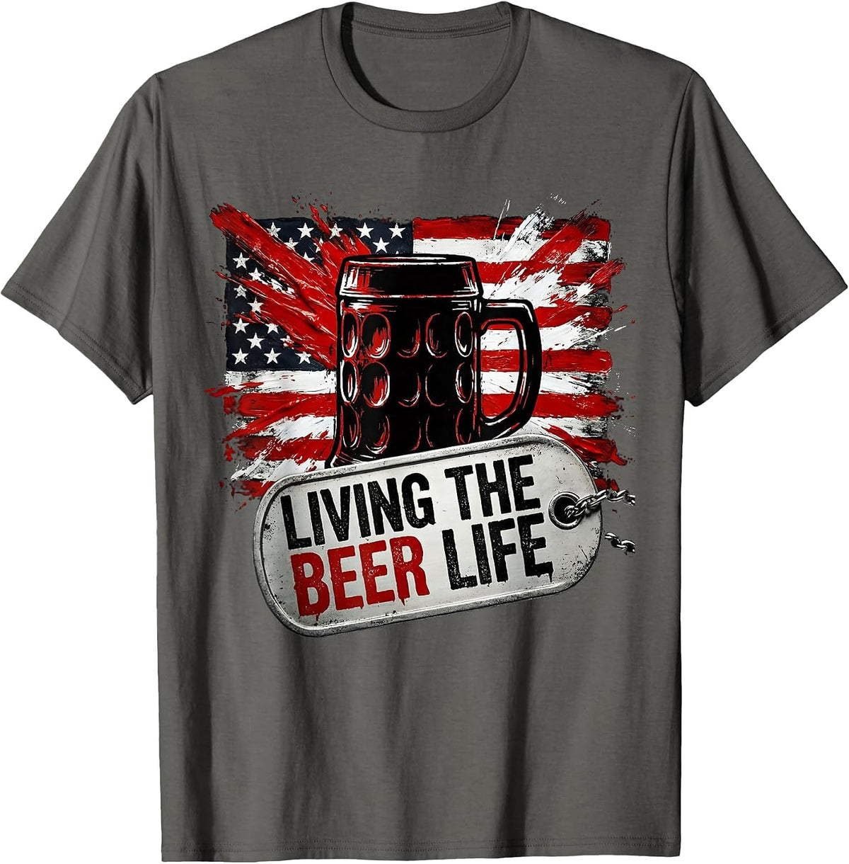 Living the Beer Life Craft Beer Lover Design T-Shirt - Asphalt Grey