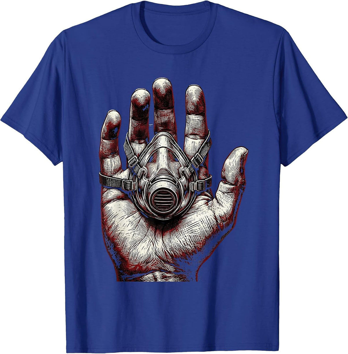 EMT Oxygen Mask Open Hand Graphic Design T-Shirt - Royal Blue