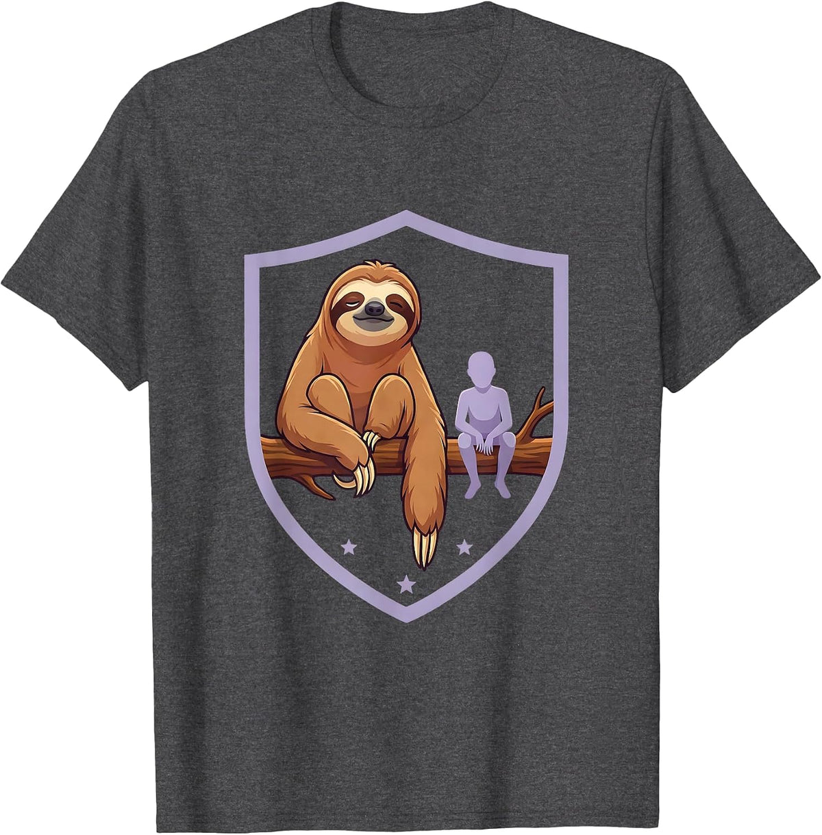Sloth Shield Funny Animal Lover Novelty Gift T-Shirt - Dark Heather Grey