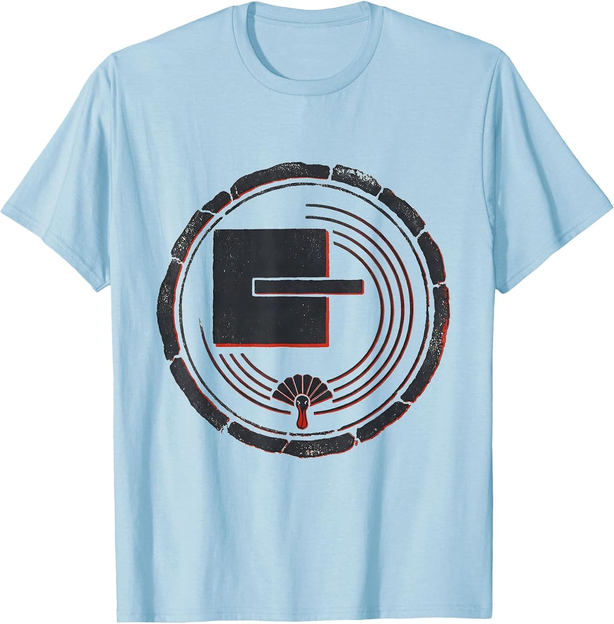 Men's Sealed Turkey Hunting Certification Badge Minimalist T-Shirt - Baby Blue