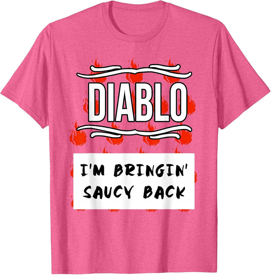 HOT SAUCES Group Halloween Costumes Diablo Sauce Shirt T-Shirt - Pink Heather