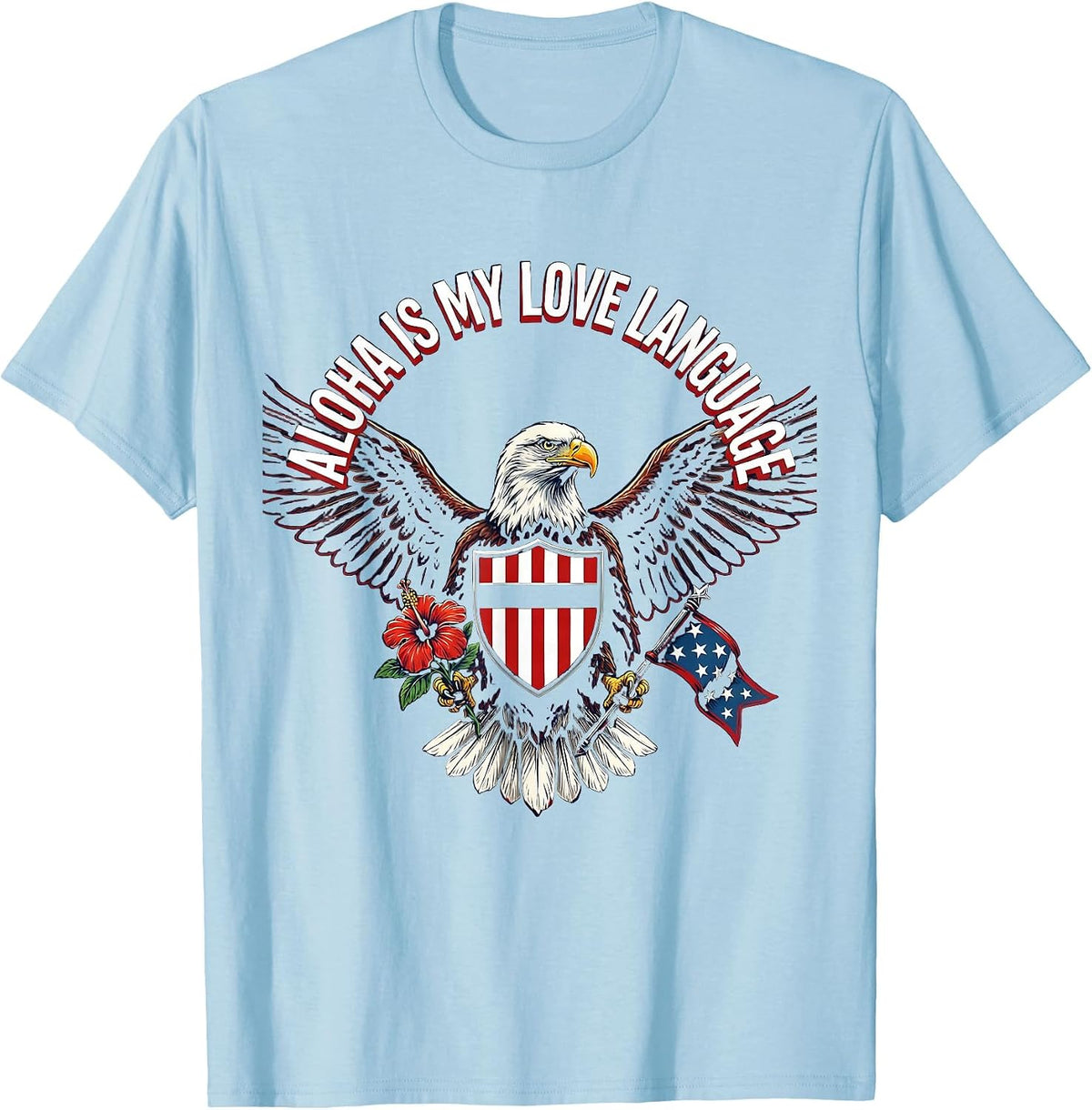 Men's Aloha Is My Love Language Hawaiian Design T-Shirt - Baby Blue