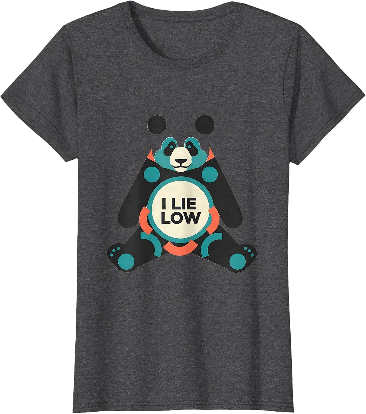 Women's I Lie Low Midcentury Modern Panda Humor Japanese Novelty T-Shirt - Dark Heather Grey