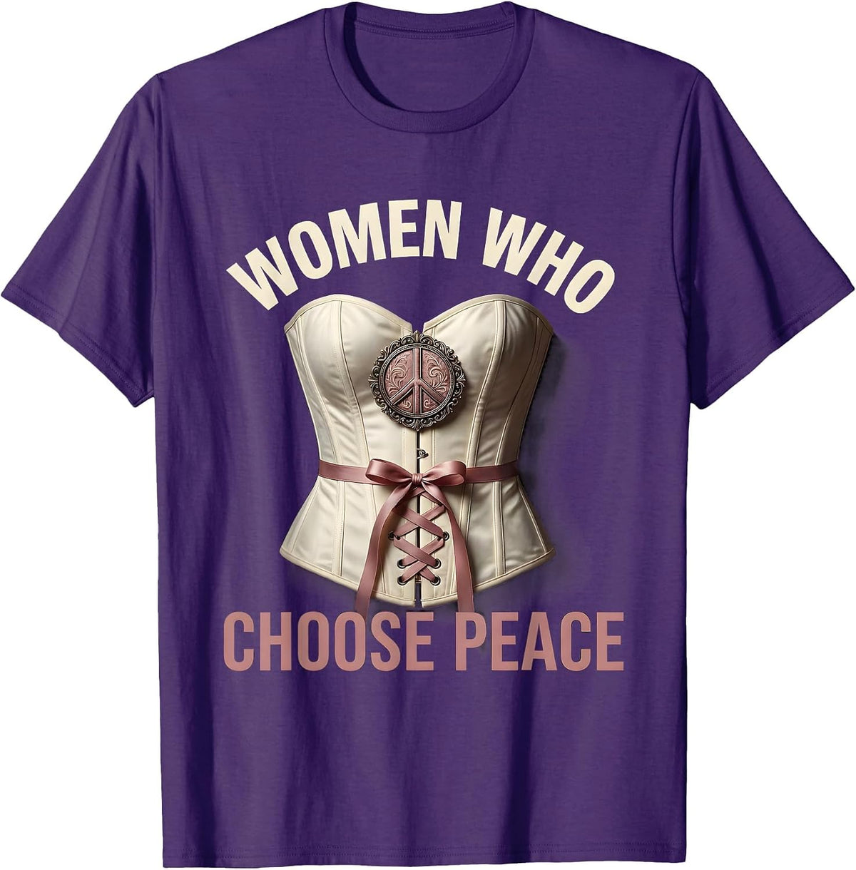Women Who Choose Peace Sign Graphic Design T-Shirt - Purple