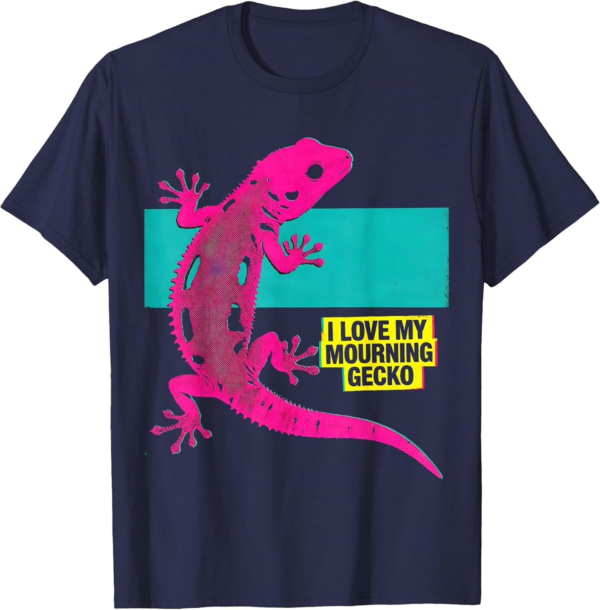 I Love My Mourning Gecko Risograph Reptile Lover Pet Owner T-Shirt - Navy Blue