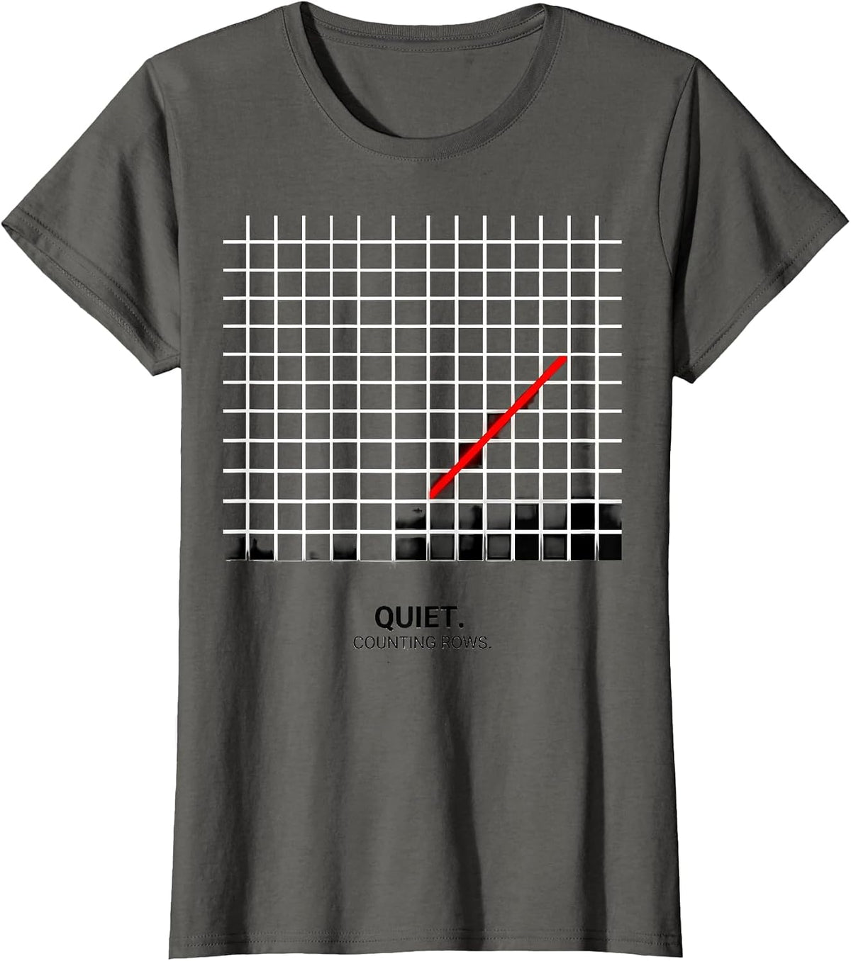 Women's Quiet Counting Rows Funny Crochet Knitting Yarn Craft Humor T-Shirt - Asphalt Grey