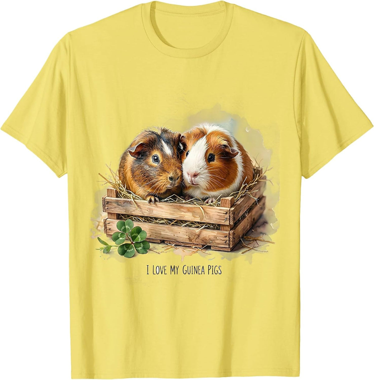 Men's I Love My Guinea Pigs Cute Watercolor Pet Lover Gift T-Shirt - Lemon Yellow