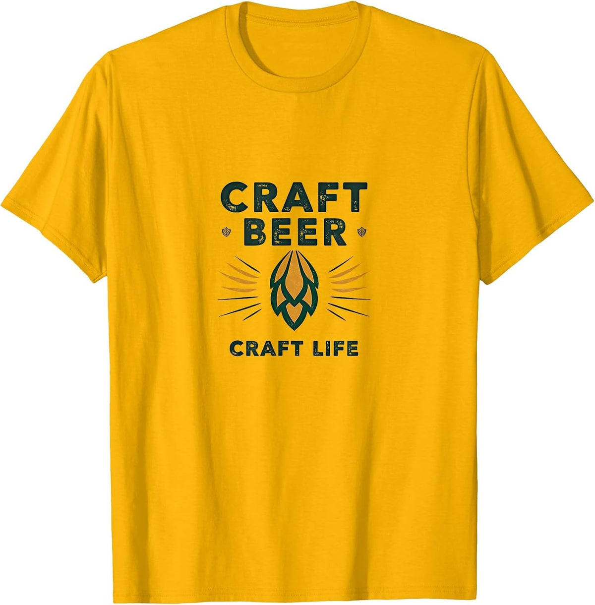 Craft Beer Craft Life Typography Design T-Shirt - Golden Yellow