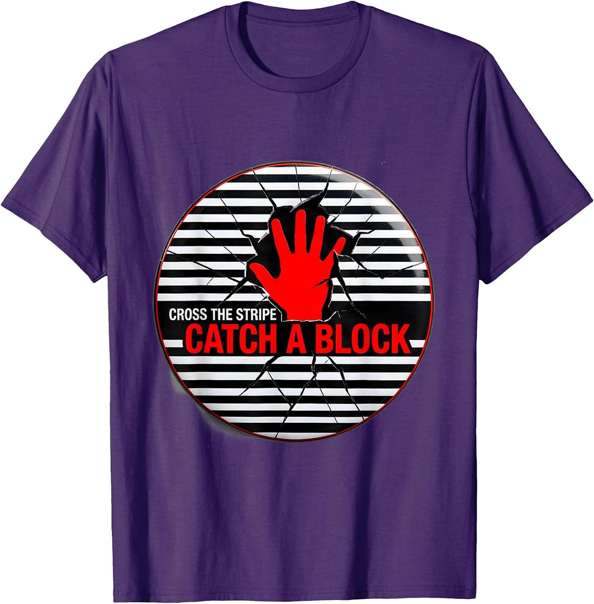 Men's Cross The Stripe Catch A Block Disrupted Stripe Volleyball T-Shirt - Purple