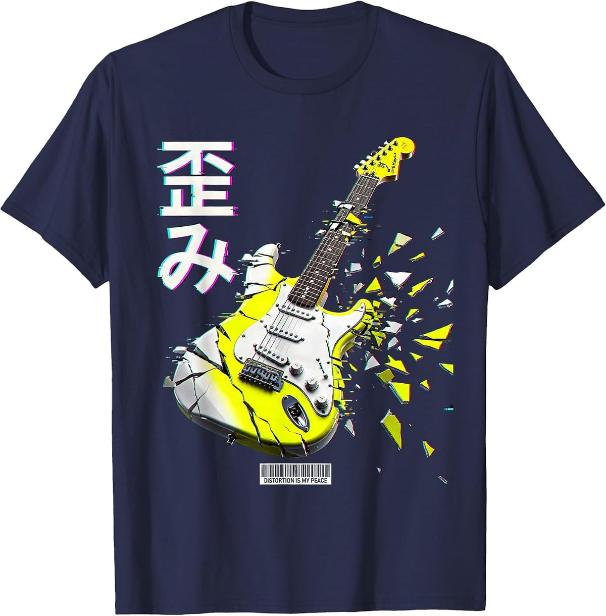 Distortion Is My Peace Rock Music Design T-Shirt - Navy Blue