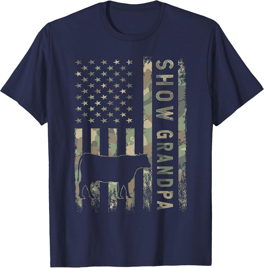 Livestock Show Steer Show Grandpa T-Shirt - Navy Blue