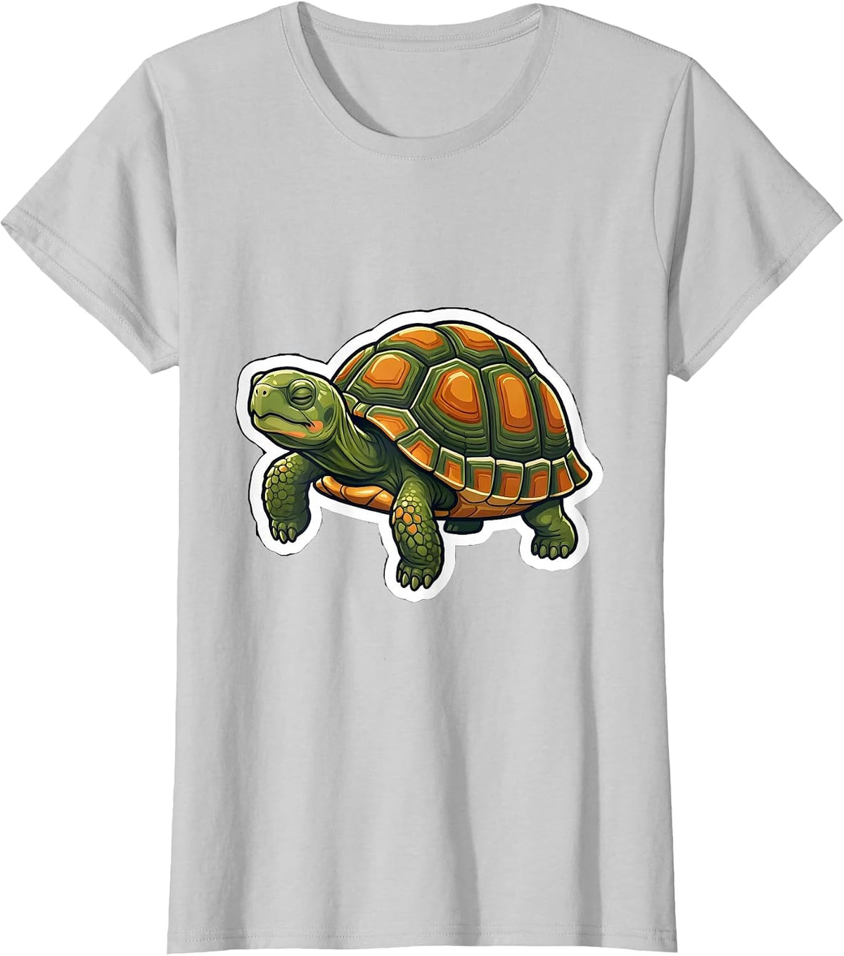 Women's Box Turtle Mid-Stride Sticker Cute Turtle Lover Gift T-Shirt - Silver Grey