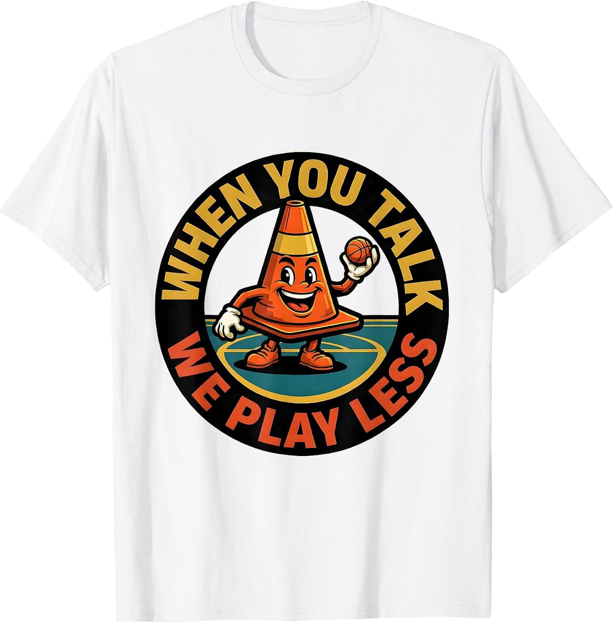 Men's When You Talk, We Play Less Funny PE Teacher Back To School T-Shirt - White