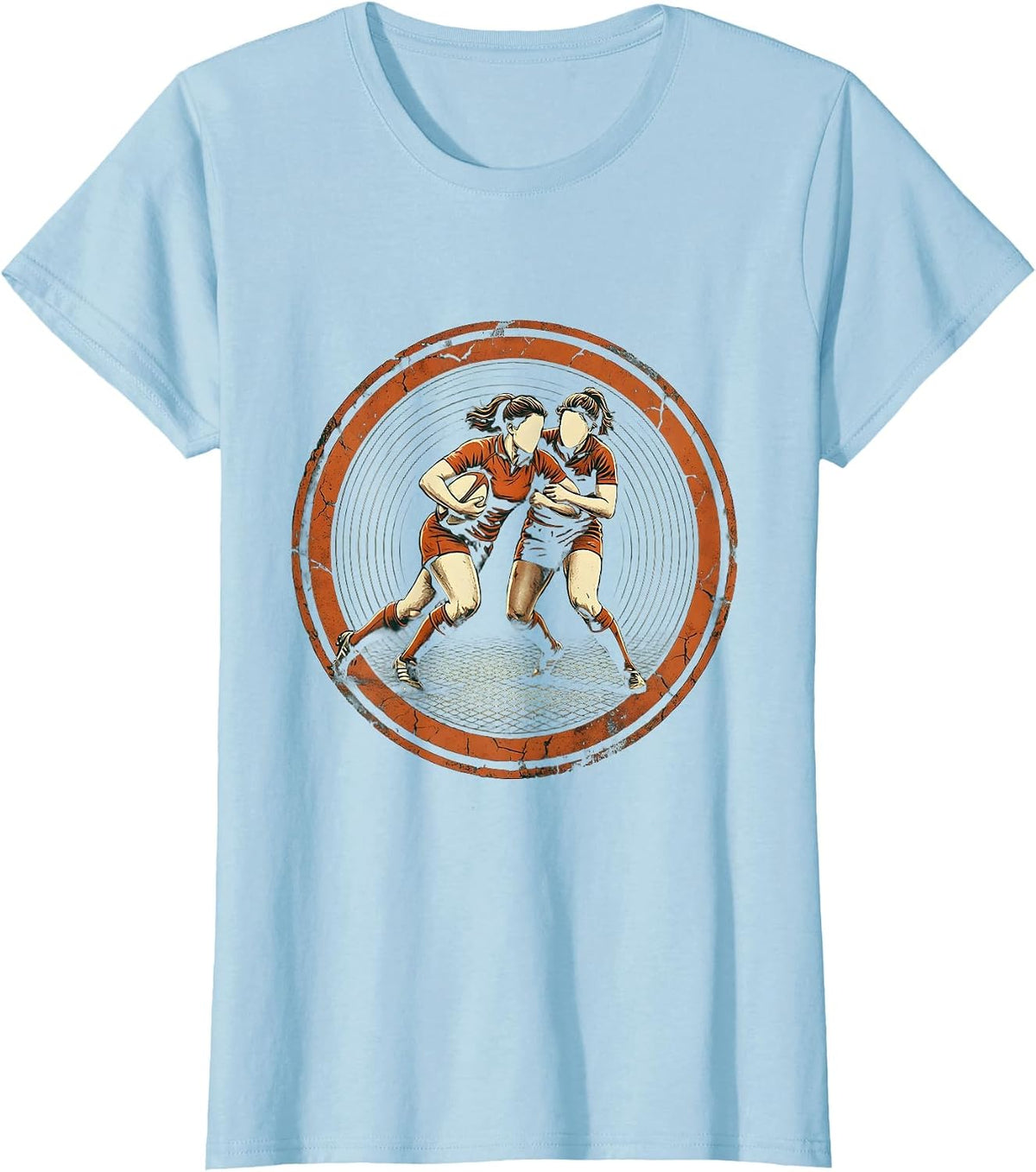 Rugby Contact Clash Graphic Design T-Shirt - Baby Blue