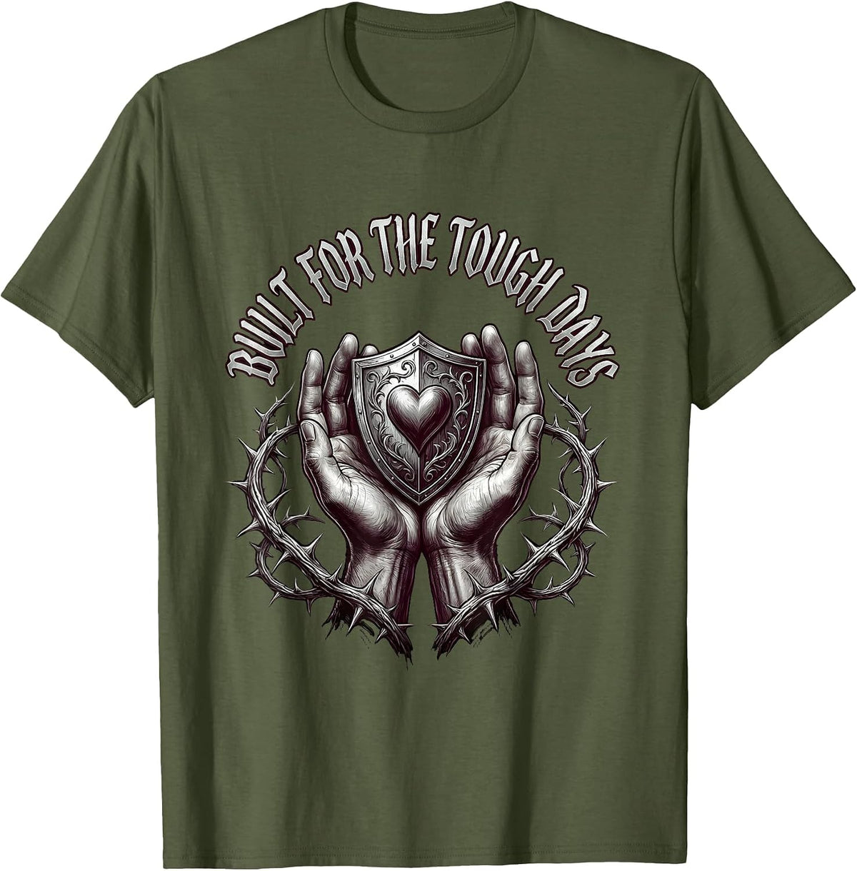 Built for the Tough Days Social Worker Design T-Shirt - Olive Green