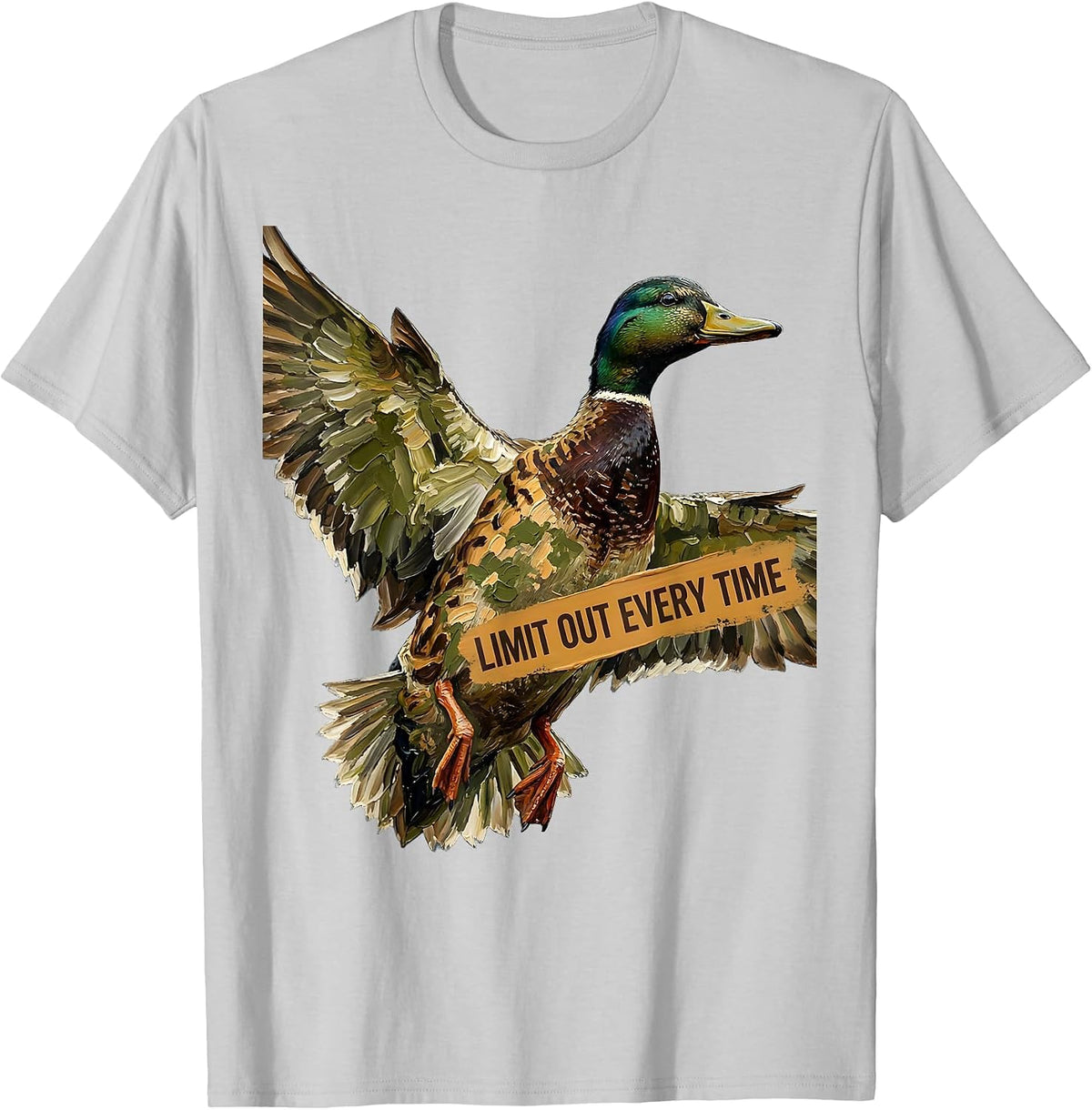 Men's Duck Camo Limit Out Every Time Hunting Design T-Shirt - Silver Grey