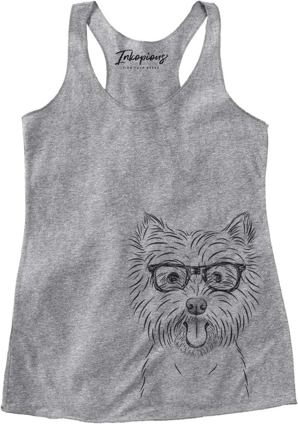 Inkopious Chic Welma the Westie West Highland Terrier Dog Triblend T-Shirt - Grey Racerback