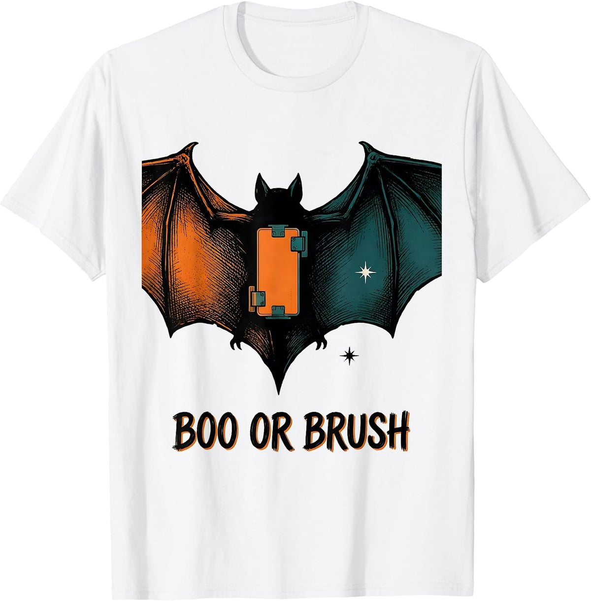 Men's Boo Or Brush Funny Dental Hygienist Halloween Work Humor T-Shirt - White