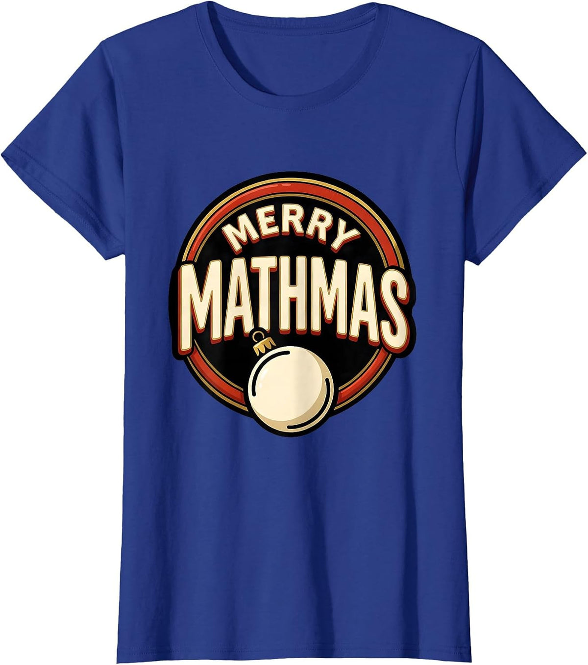 Women's Merry Mathmas Funny Math Teacher Christmas Pun Gift T-Shirt - Royal Blue