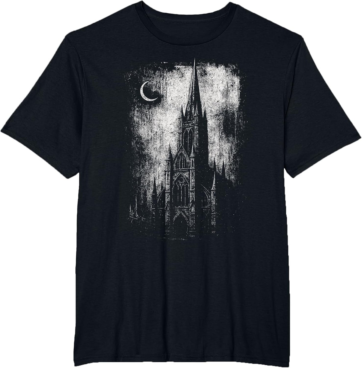 Gothic Cathedral Church Grunge Goth Dark Alt Aesthetic Art T-Shirt - Black
