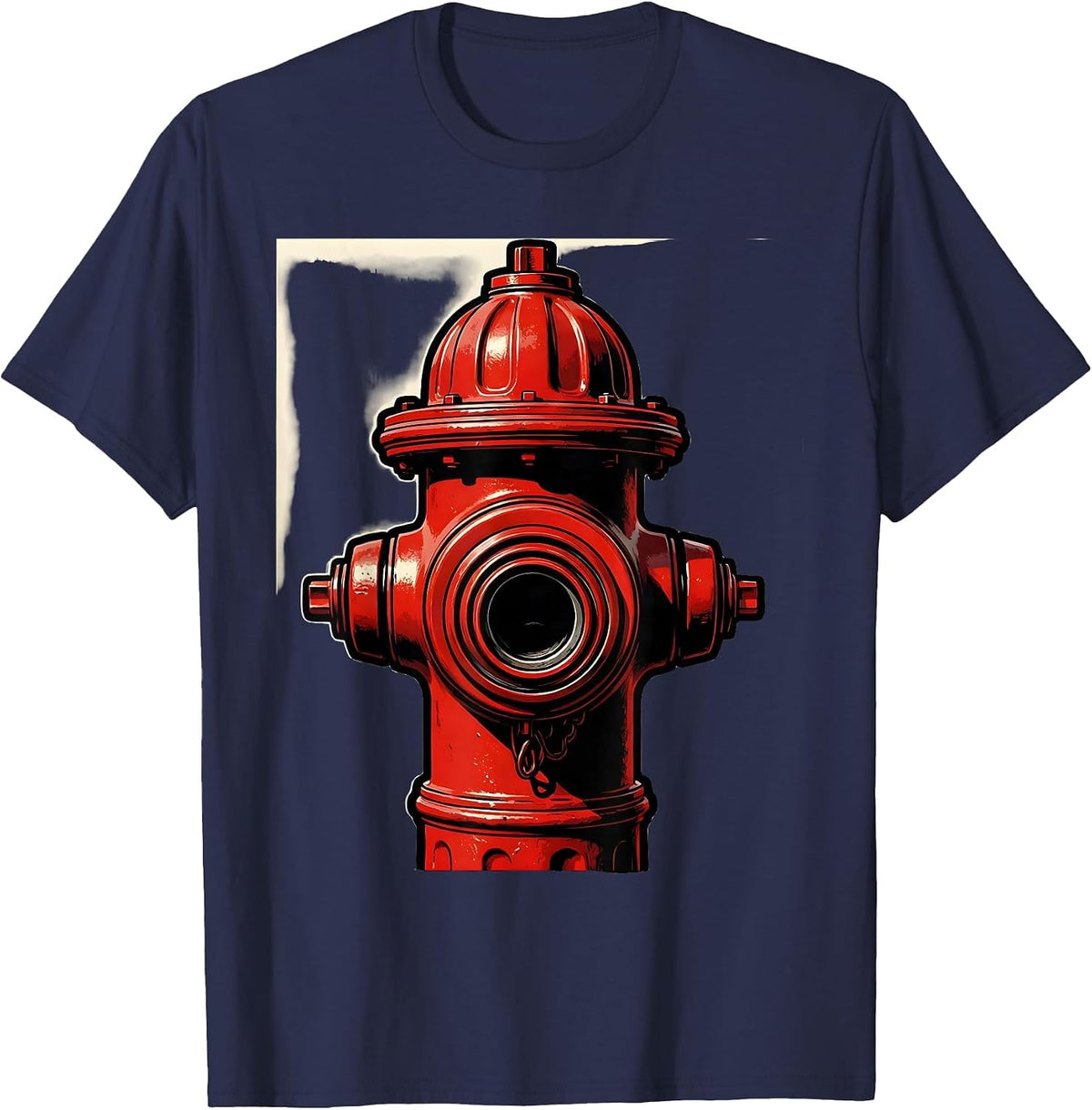 Men's Fire Hydrant Flat Pop Graphic Firefighter Humor T-Shirt - Navy Blue