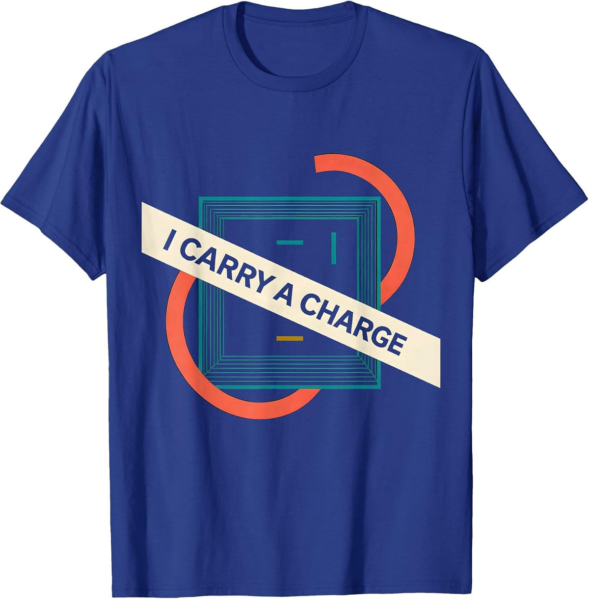 Men's I Carry A Charge Midcentury Modern Chemistry Teacher Science T-Shirt - Royal Blue