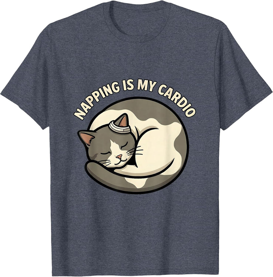 Napping Is My Cardio Funny Senior Design T-Shirt - Heather Blue