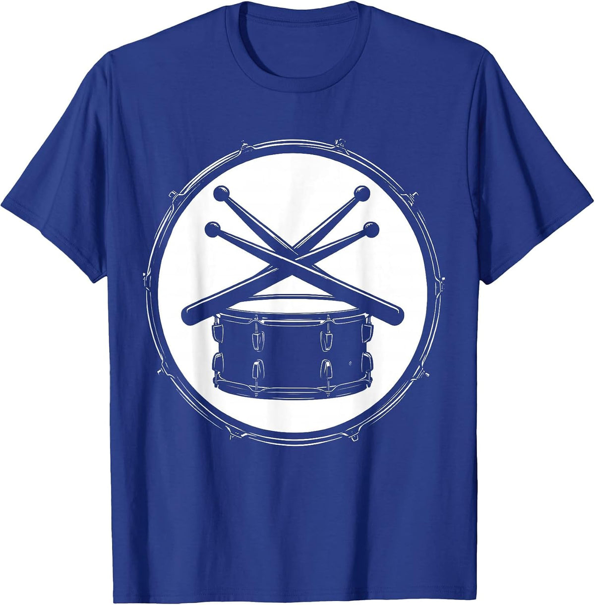 Crossed Drumsticks Snare Drum Rock Percussion Art T-Shirt - Royal Blue