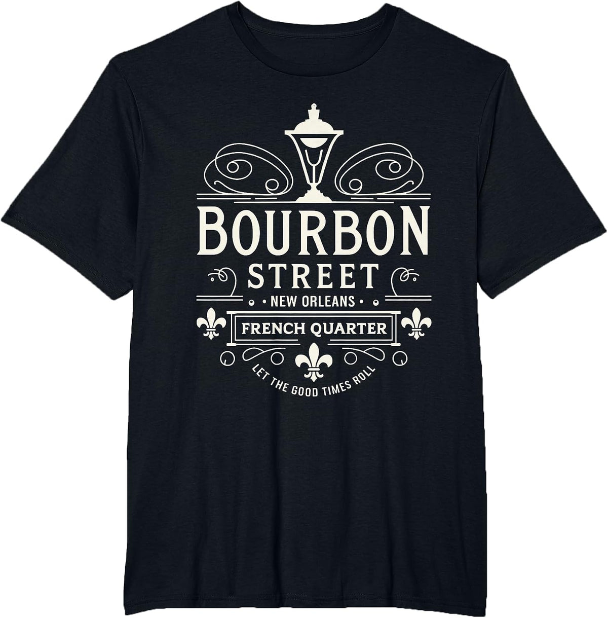 New Orleans French Quarter Bourbon Street Louisiana Souvenir T-Shirt - Black