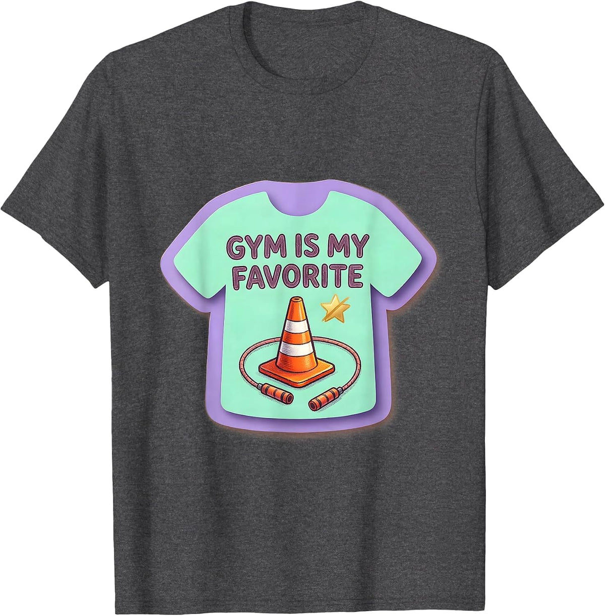 Gym Is My Favorite Cute Kawaii PE Teacher Back To School T-Shirt - Dark Heather Grey