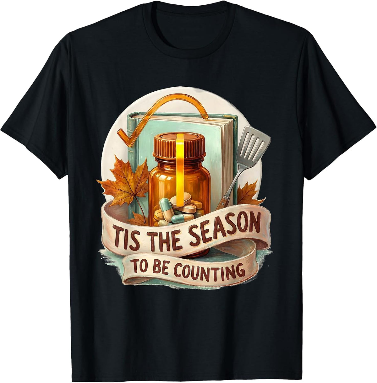 Men's Tis The Season To Be Counting Funny Pharmacy Tech Technician T-Shirt - Black