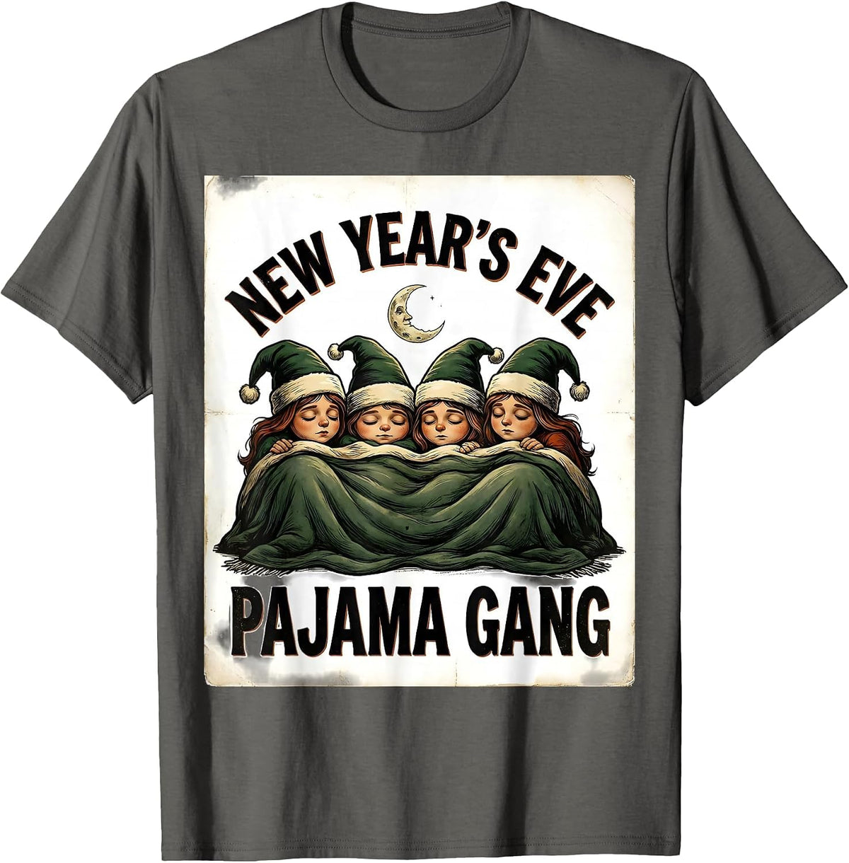 Men's New Year's Eve Pajama Gang Vintage Family Matching Party T-Shirt - Asphalt Grey