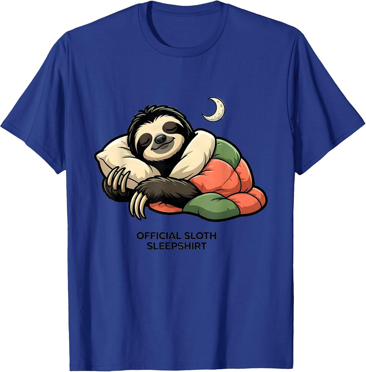 Official Sloth Sleepshirt Cute Cartoon Animal Lover Lounge T-Shirt - Royal Blue