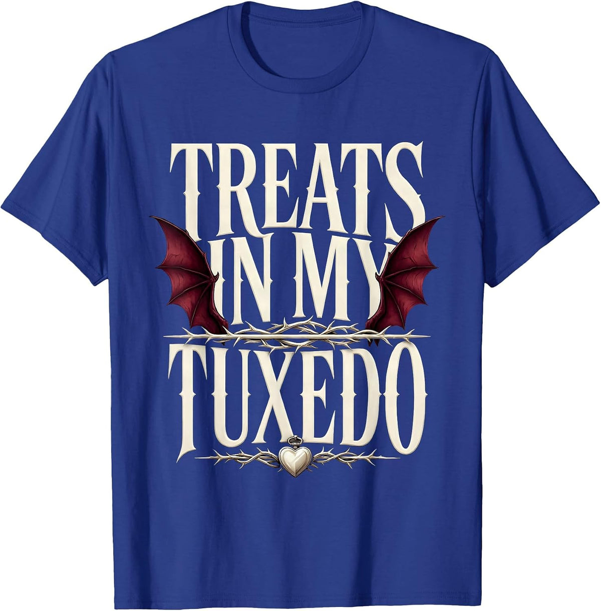 Men's Halloween Penguin Trick or Treat Tuxedo Design T-Shirt - Royal Blue
