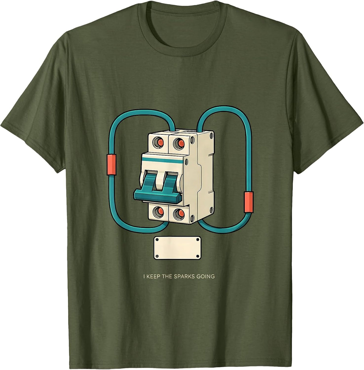 I Keep The Sparks Going Funny Electrician Skeleton Trade T-Shirt - Olive Green