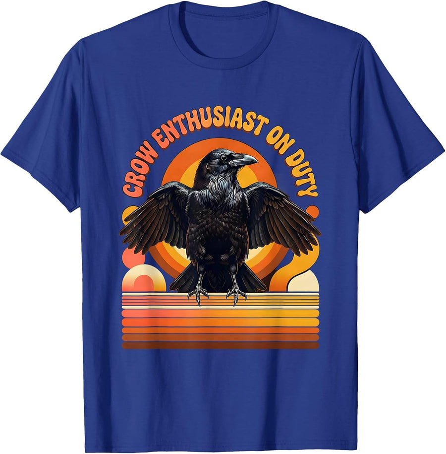 Crow Enthusiast On Duty Bird Lover Design T-Shirt - Royal Blue