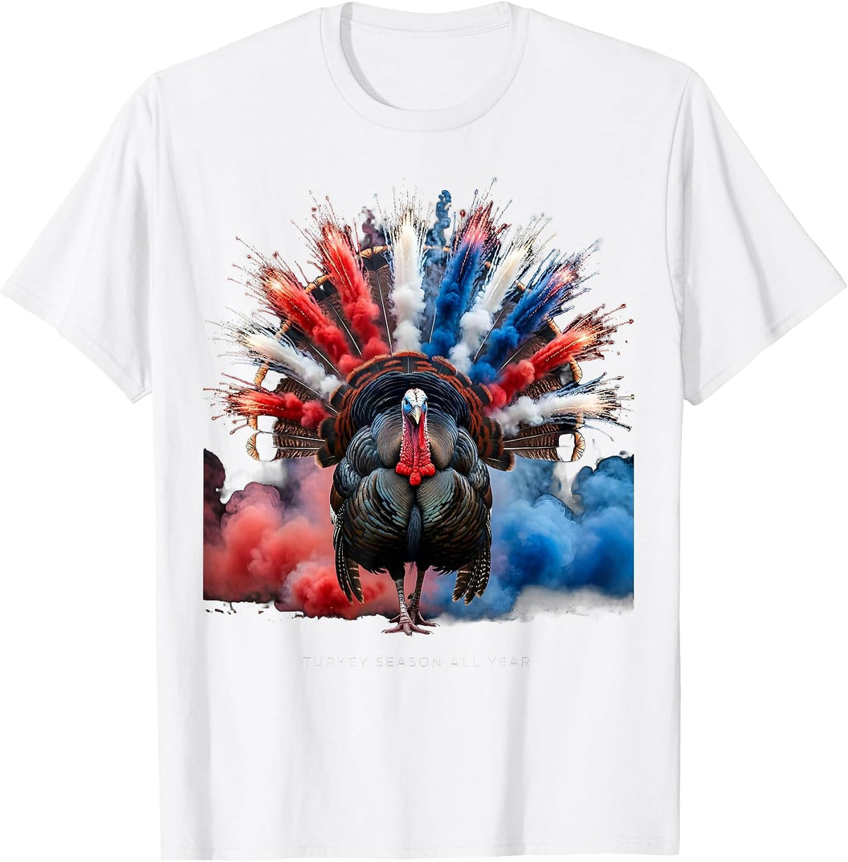 Men's Turkey Season All Year Funny Hunting Design T-Shirt - White