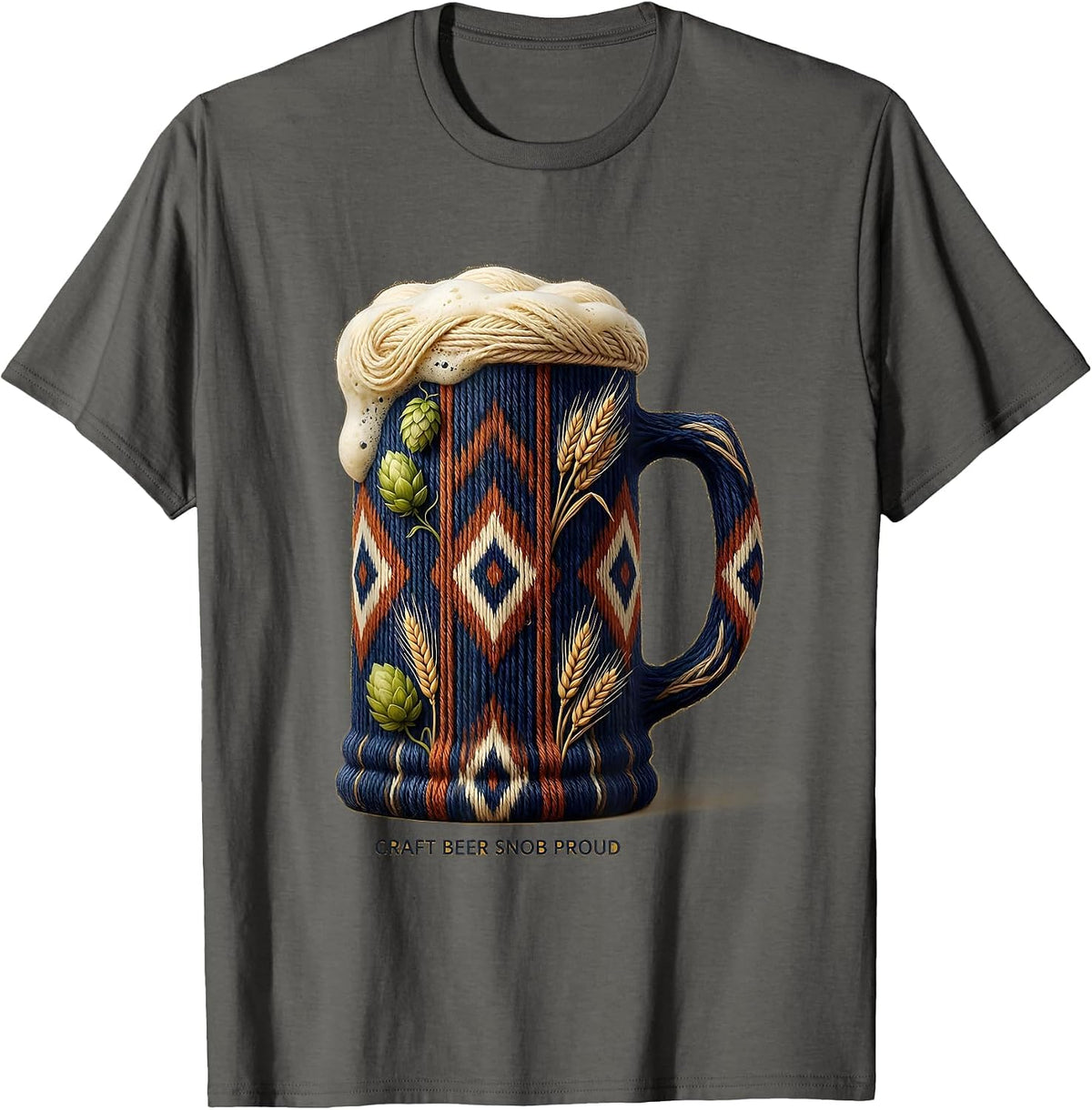 Craft Beer Snob Proud Brewing Design T-Shirt - Asphalt Grey