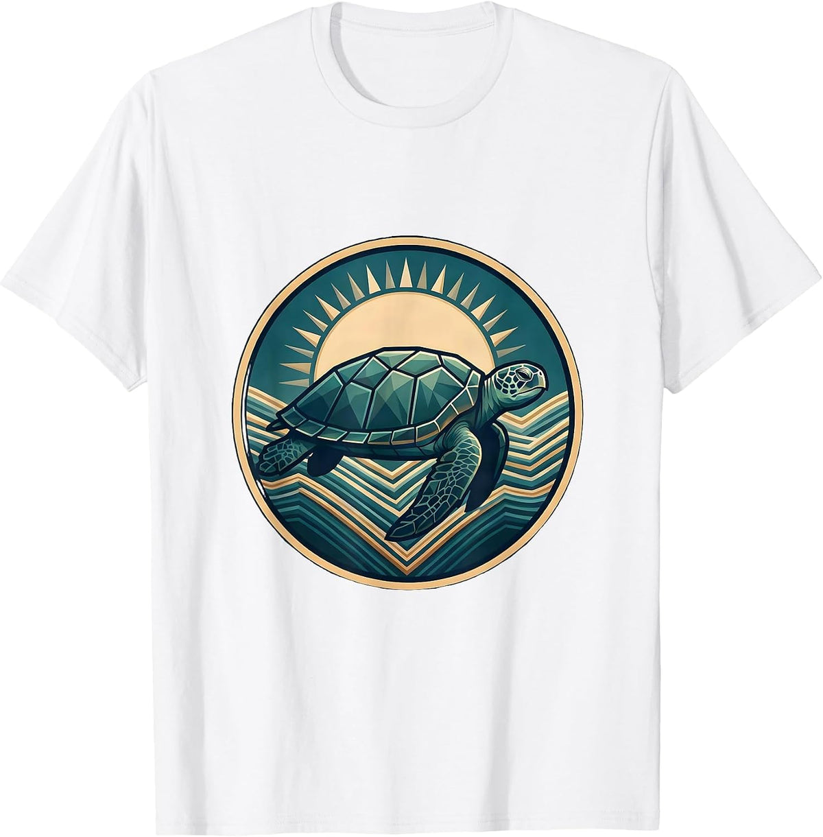 Men's Sea Turtle Sunlit Ocean Hawaiian Graphic Tee T-Shirt - White