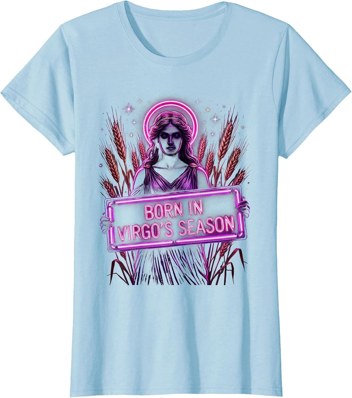 Born in Virgo's Season Astrology Design T-Shirt - Baby Blue